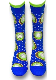 Resim Me-vo Tekli Mavi Renkli Unisex Esnek Nem Alabilen Pamuklu Kivi Desenli Soket Çorap Mavi 