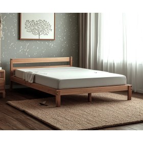 Resim Pinoxi Masif Ahşap Karyola Çift Kişilik 150X200 cm Doğal Ahşap Natural 