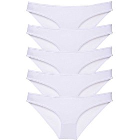 Resim 5 Adet Süper Eko Set Likralı Kadın Slip Külot Beyaz Altın - Lacivert 