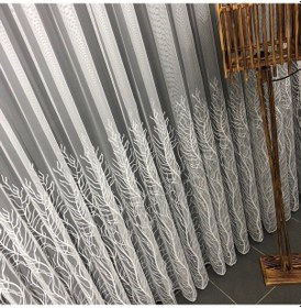 Resim Tül Perde Brillant Marka Selvi Desen Pırıltı Zemin Ekru 