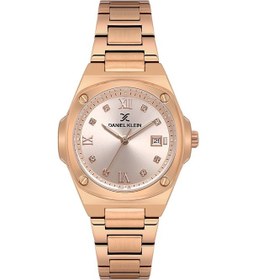 Resim Daniel Klein Dke.1.13947.7 Modern Oval Kare Kasa Takvimli Çelik Kordonlu Kadın Kol Saati Rose Gold 