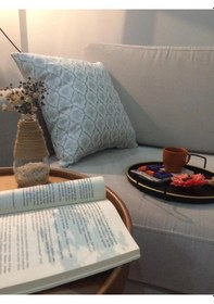 Resim Melisa Damask Baskılı Duck Kumaş Gümüş Kırlent 45 45 Cm - 525 45 x 45 