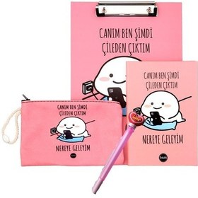 Resim Canım Ben Şimdi Tasarımlı Ve Love Döner Başlıklı Kalem Kırtasiye Seti 