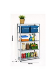 Resim 5 Katlı Galvaniz Çelik Raf - Depo, Arşiv, Kiler, Dosya, Market Rafı 43x75x150 Cm 