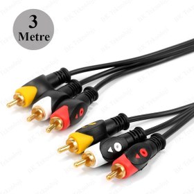 Resim BK Teknoloji 3RCA Erkek 3 RCA Erkek Kompozit Ses Video AV Kablosu 3 M 