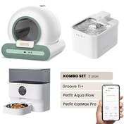 Resim Groove Ti+ Otomatik Kedi Tuvaleti Yeşil - Petfit Aqua Flow Akıllı Su Pınarı Çeşmesi - Petfit CatMax Pro Otomatik Mama Kabı 