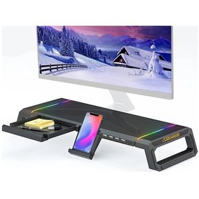 Resim Masaüstü Stand Yükseltici Katlanabilir Rgb Çekmeceli Monitör Standı 