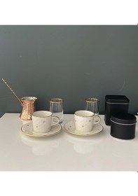 Resim Decorıum Yıldızlı Altın 9 Parça Kahve Fincan Takımı Altın 