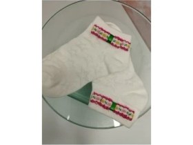 Resim Bebek Çorap - Beyaz - Organik & El Yapımı 