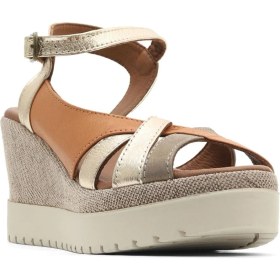 Resim Bueno Shoes Taba Altın Deri Kadın Dolgu Topuklu Sandalet 01WU3802 01WU3802 