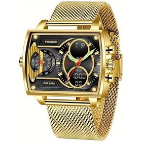 Resim Fochsia Foxbox Gençler İçin Çok Fonksiyonlu Kuvars Milanes Kayış Altın Renk Çift Kadran Spor Saati Diğer 