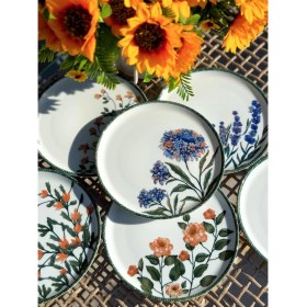 Resim Porland Flower Garden 6 Parça Karma Porselen Pasta Takımı Çiçek Desenli 20 cm Tabak 