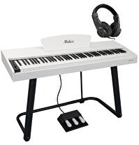 Resim Midex PLX-125WH Tuş Hassasiyetli 88 Tuş Bluetooth Taşınabilir Dijital Piyano (Stand Ve Kulaklık İle) 