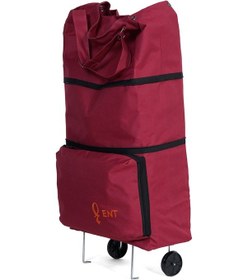 Resim Entcanta Nergis Model Su Geçirmez, Ağır Yüklerde Yardımcı, 2 Tekerli Ve Katlanabilir Alışveriş Ve Seyahat Çantası - Bordo 