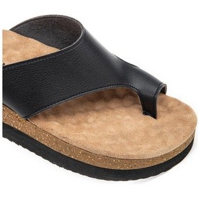 Resim Muya Hora Anatomik Taban Topuk Dikeni Kadın Terlik Siyah - Bej 