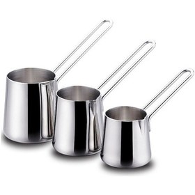 Resim Korkmaz Paslanmaz Perla Çelik Cezve Seti - 3 Lü Cezve Seti Takımı 