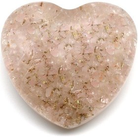 Resim Pembe Kuvars Taşından Orgonit Kalp 