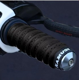 Resim Fochsia Siyah Motosiklet Atv Tutacak Gripi Kaymaz Silikon Kavrama Mavi Turuncu Desenli Honda Suzuki Uyumlu 