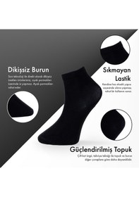 Resim Saf Bambu Erkek Yarım Konç Düz Siyah - Antrasit Çorap Dikişsiz Premium Kutulu 6'lı L5952aznp Softaura 