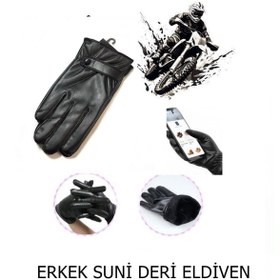 Resim Genel Markalar Erkek Suni Deri Eldiven Dokunmatik Ekran Uyumlu 