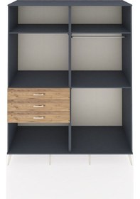 Resim Kronos Gardrop 4 Raflı 3 Çekmeceli 2 Askılı 176x59x221 Antrasit-antrasit/çam Antrasit/çam 