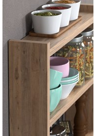 Resim Mutfak Rafı Tezgah Üstü Organizer Ceviz Beyaz 