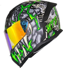 Resim Mts M-910 Skull Güneş Vizörlü Dot/Ce Onaylı Full Face Motosiklet Kaskı Çok Renkli 