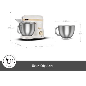 Resim Karaca Mastermaid Chef Pro Çift Kollu Stand Mikser 1750W Metal 5 Litre Kapasiteli Storm Gray 