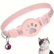 Resim 1 adet Yansıtıcı Ayarlanabilir 17.78-30.48 cm Kediler için Çan, Airtag Tutucu ve Güvenlik Tokası ile Çıkarılabilir Kedi Kolyesi - Dayanıklı Polyester Malzeme, Temizlemesi Kolay, Hayvan Desenli Tasarım, Kediler için Çıkarılabilir Kolye 