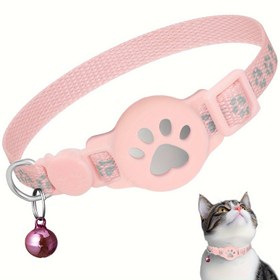Resim 1 adet Yansıtıcı Ayarlanabilir 17.78-30.48 cm Kediler için Çan, Airtag Tutucu ve Güvenlik Tokası ile Çıkarılabilir Kedi Kolyesi - Dayanıklı Polyester Malzeme, Temizlemesi Kolay, Hayvan Desenli Tasarım, Kediler için Çıkarılabilir Kolye 