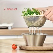 Resim Bir set 2 Paslanmaz Çelik Süzgeç, Meyve, Sebze ve Pirinç Yıkamak İçin Tasarlanmış Mikro Delikli Örgü ile. Bulaşık Makinesinde Yıkanabilir ve Makarna ve Üzüm İçin Mükemmel. 