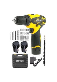 Resim Steiner 36 V Sjs Çift Metal Şanzıman Çift Akülü Şarjlı Vidalama Matkap + 24 Parça Set Sarı 