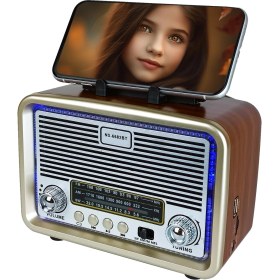 Resim Apera Nns NS-6682BT LED Çerçeveli Müzik Seti Fm Radyo USB Mp3 Player Bluetooth Hoparlör Telefon Tutucu 18 cm Boyunda 