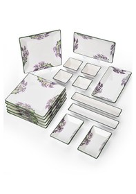 Resim Piatti Naturali 16 Parça 6 Kişilik Lavanta Kahvaltı Takımı Handmade Sunum Set Lila 