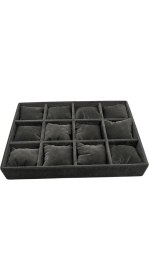 Resim Handanca Yerli Üretim Tokyo Model Süet Kumaş Füme 34/24 cm Yastıklı Çekmece Içi Yastıklı Saat ve Takı Kutusu 