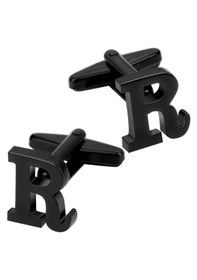 Resim Omark Cotton Black R Harf Kol Düğmesi Gümüş 