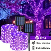 Resim 1 adet Güneş Perisi Işıkları, 8 Çıplak Modlu Dış Mekan Su Geçirmez Noel Işıkları Şeritleri, Ayrılabilir ve Kolay Kurulum Güneş Paneli, Işık Sensörü Kontrolü, Avlu, Bahçe, Çit, Noel Ağacı, Parti, Düğün, Top, Noel Süsü Güneş Dış Mekan Işığı 