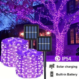 Resim 1 adet Güneş Perisi Işıkları, 8 Çıplak Modlu Dış Mekan Su Geçirmez Noel Işıkları Şeritleri, Ayrılabilir ve Kolay Kurulum Güneş Paneli, Işık Sensörü Kontrolü, Avlu, Bahçe, Çit, Noel Ağacı, Parti, Düğün, Top, Noel Süsü Güneş Dış Mekan Işığı 