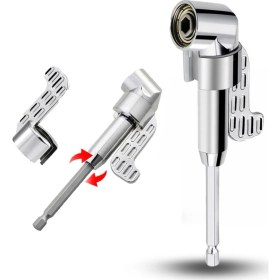 Resim Badem10 Köşe Vidalama Aparatı Matkap Adaptörü Delme Kör Nokta Zor Alan Matkabı Bits Uç Tutucu 