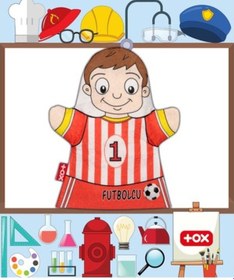 Resim Tox Futbolcu Meslekler Keçe El Kukla T322 . Eğitici Oyuncak 