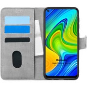 Resim Microsonic Redmi Note 9 Kılıf Fabric Book Wallet Gri 