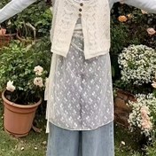 Resim Boho Chic Siyah ve Beyaz Çiçek Desenli Dantel Önlük - Yaz Modası, Şeffaf Çiçek Kurdele Tasarımı, Beli Sıkılaştırıcı, Eğlenceli Örgü ve Tığ, Partiler, Seyahatler, Tarihler, Plaj, Dış Mekanlar, Düğünler ve Tatiller için Mükemmel, Plaj Örtüsü | Bohem Tarzı | Dantel Önlük 
