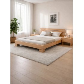 Resim CopperWood Doğal Ahşap Modern Karyola - Minimal & Şık Tasarım 