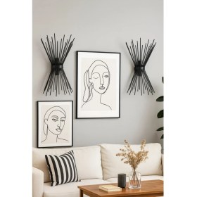 Resim Modern Siyah Metal Yatak Odası ve Aplik Takımı, Şık ve Fonksiyonel Tasarım 