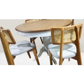 Resim Masa Sandalye St Takım Ihlamur Baba Ayak Model Mdf Tabla 100cm Beyaz Ceviz Elyapı 
