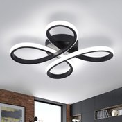 Resim 1 Adet Modern Sanat Siyah/Beyaz Kelebek Tavan Lambası, Metal Üç Renkli 3000K/4000K/6000K Duvar Anahtarlı Ayarlanabilir LED Tasarım, Yarı Gömme Geniş Voltaj, Koridor, Mutfak, Banyo, Merdiven ve Yatak Odası İçin Uygun 