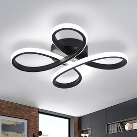 Resim 1 Adet Modern Sanat Siyah/Beyaz Kelebek Tavan Lambası, Metal Üç Renkli 3000K/4000K/6000K Duvar Anahtarlı Ayarlanabilir LED Tasarım, Yarı Gömme Geniş Voltaj, Koridor, Mutfak, Banyo, Merdiven ve Yatak Odası İçin Uygun 