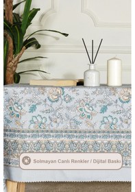 Resim Elart Poem Masa Örtüsü Digital Baskılı 160x220 Cm Mavi Mavi 