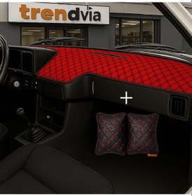 Resim Tofaş Şahin Doğan Kartal Alçak Ön Göğüs Kırmızı-siyah Torpido Kılıfı / Siyah-kırmızı Boyun Yastığı 