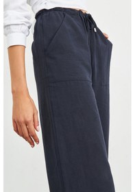 Resim Stella Pulvis Lacivert Beli Lastikli Keten Basic Pantolon Desenli Çok Renkli 